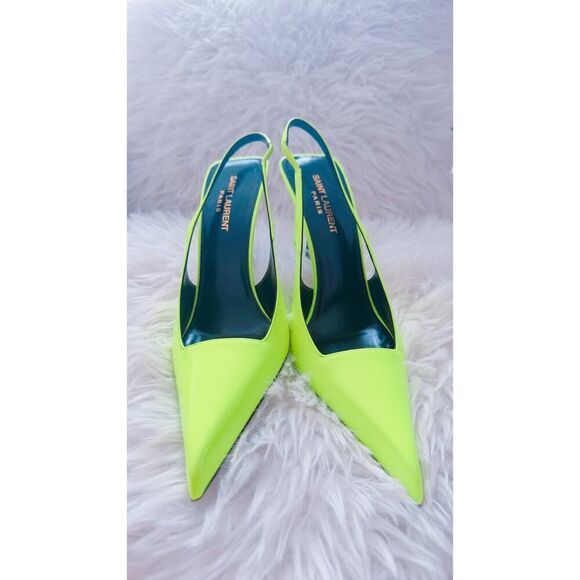 SAINT LAURENT Paloma Slingback Pump Highlighter Yellow 39EU - Picture 3 of 11